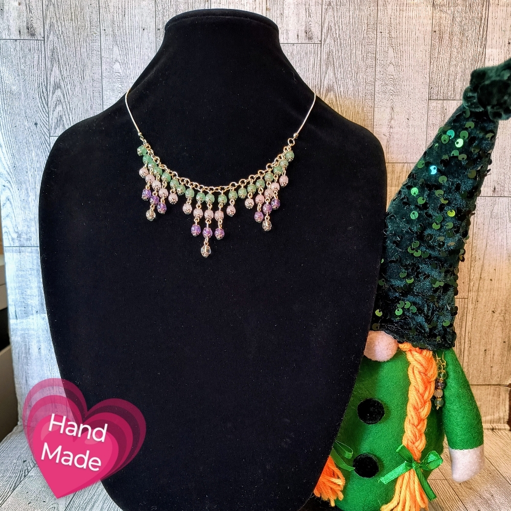 Handmade Feminine Energy Flapper Fringe Bib Necklace OS